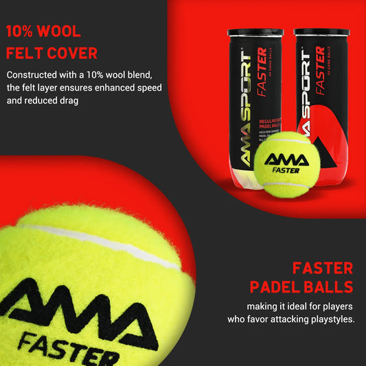 Balles padel AMASPORT feutre laine jeu rapide – Vantara Padel
